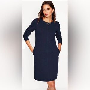 NWT Boden Dark Blue Long Sleeve Ottoman Shift Dress Size Plus 16/18 L office